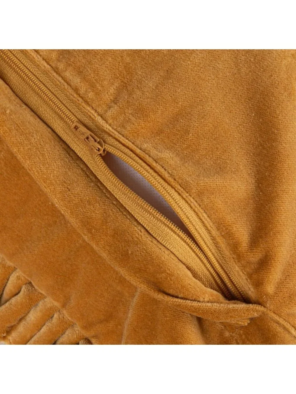 Velvet Ruffled Square Pillow in Mustard - Soft Decorative Cushion for Home Decor
